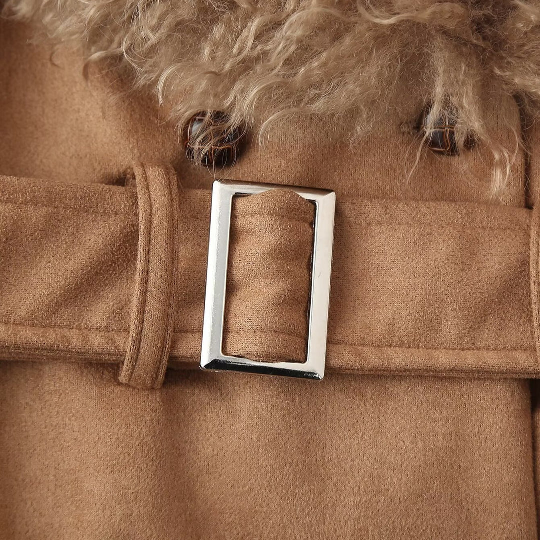 Femme Cozy Kunstpelskrave Utility Frakke Stilla