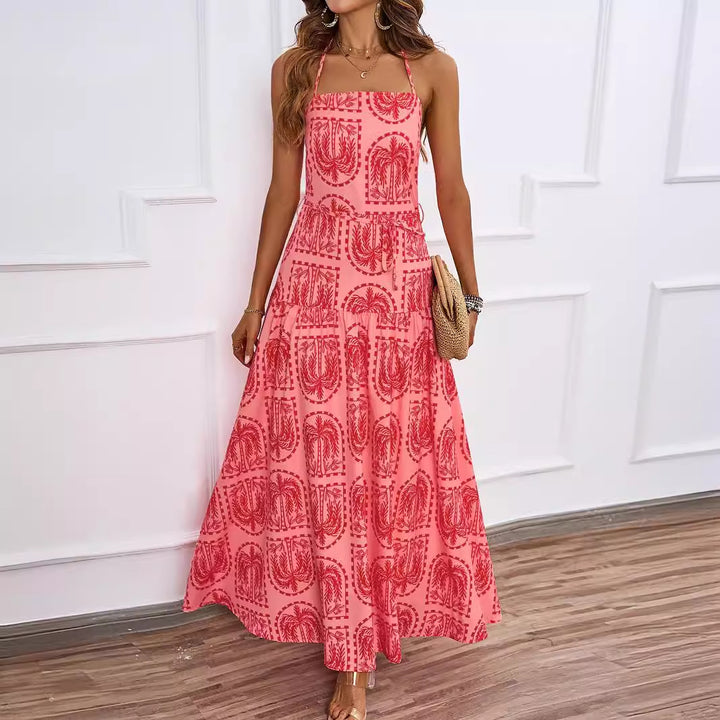 Dame maxikjole med strapless overdel og blomstertryk Stilla