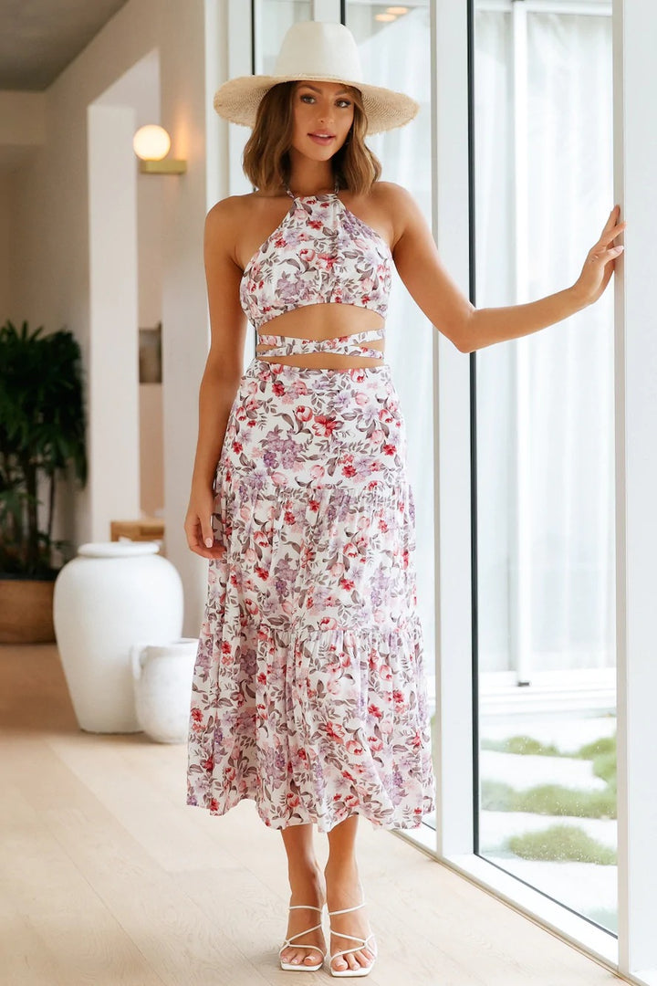 Dame Floral Tryk To-delt Kjole Stilla
