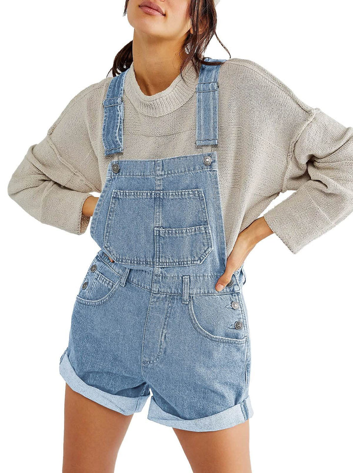Dame Casual Denim Overalls med funktionelle lommer og justerbare stropper Stilla