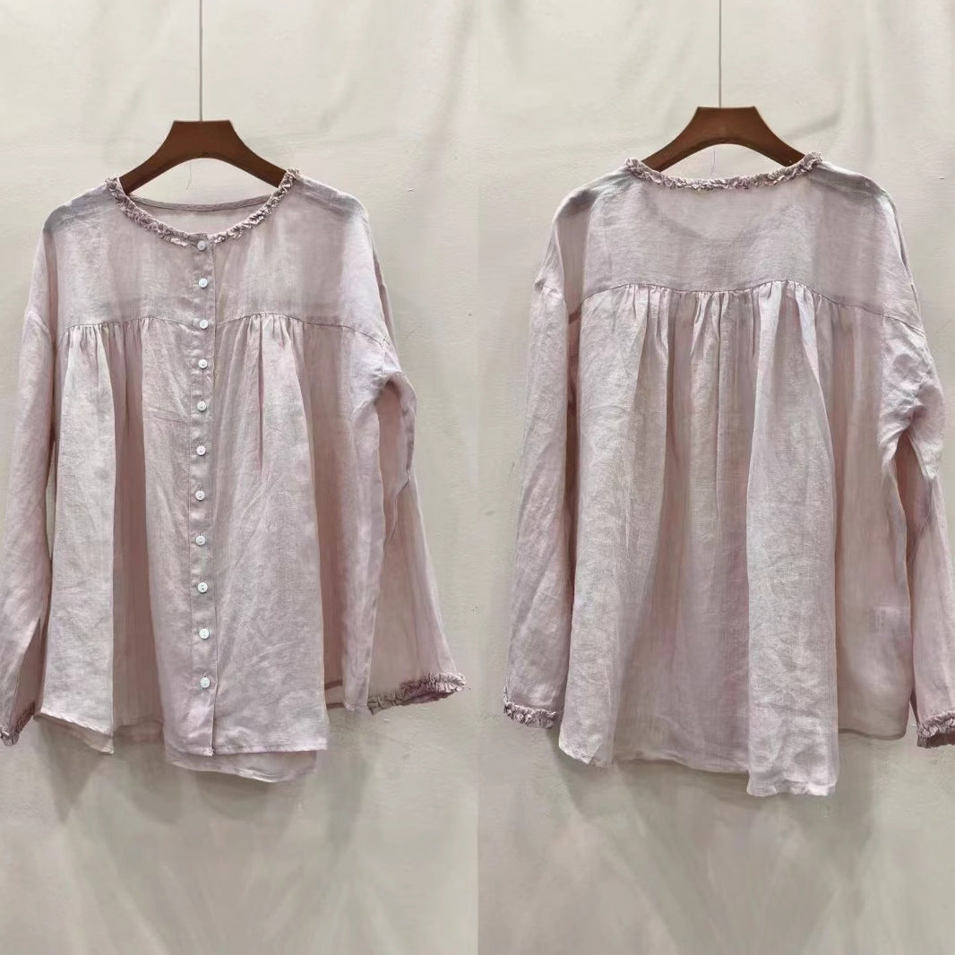 Dame Rynkeknappet Biokemisk Bomuldsbluse Stilla