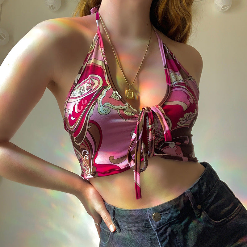 Dame stropløst Crop-Top med dekorativ knude Skovae