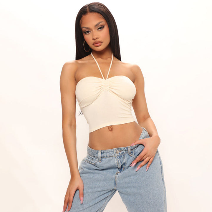Dame off-shoulder top med rynket detalje Skovae