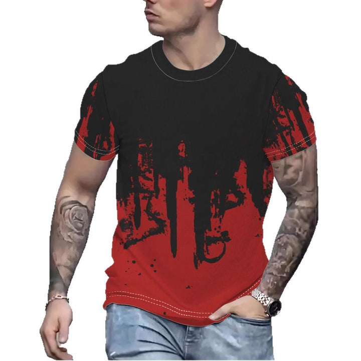 Herre T-shirt med kreativ farveovergang og unikt graffiti-design Stilla