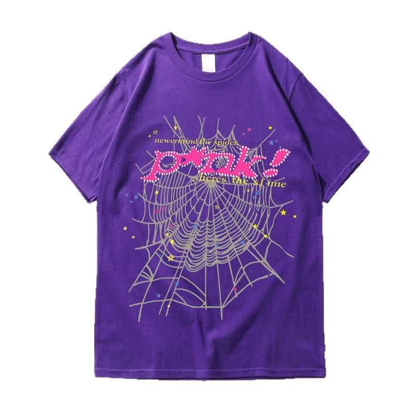 Kvinders afslappede T-shirt med kreativ edderkoppespind design Skovae