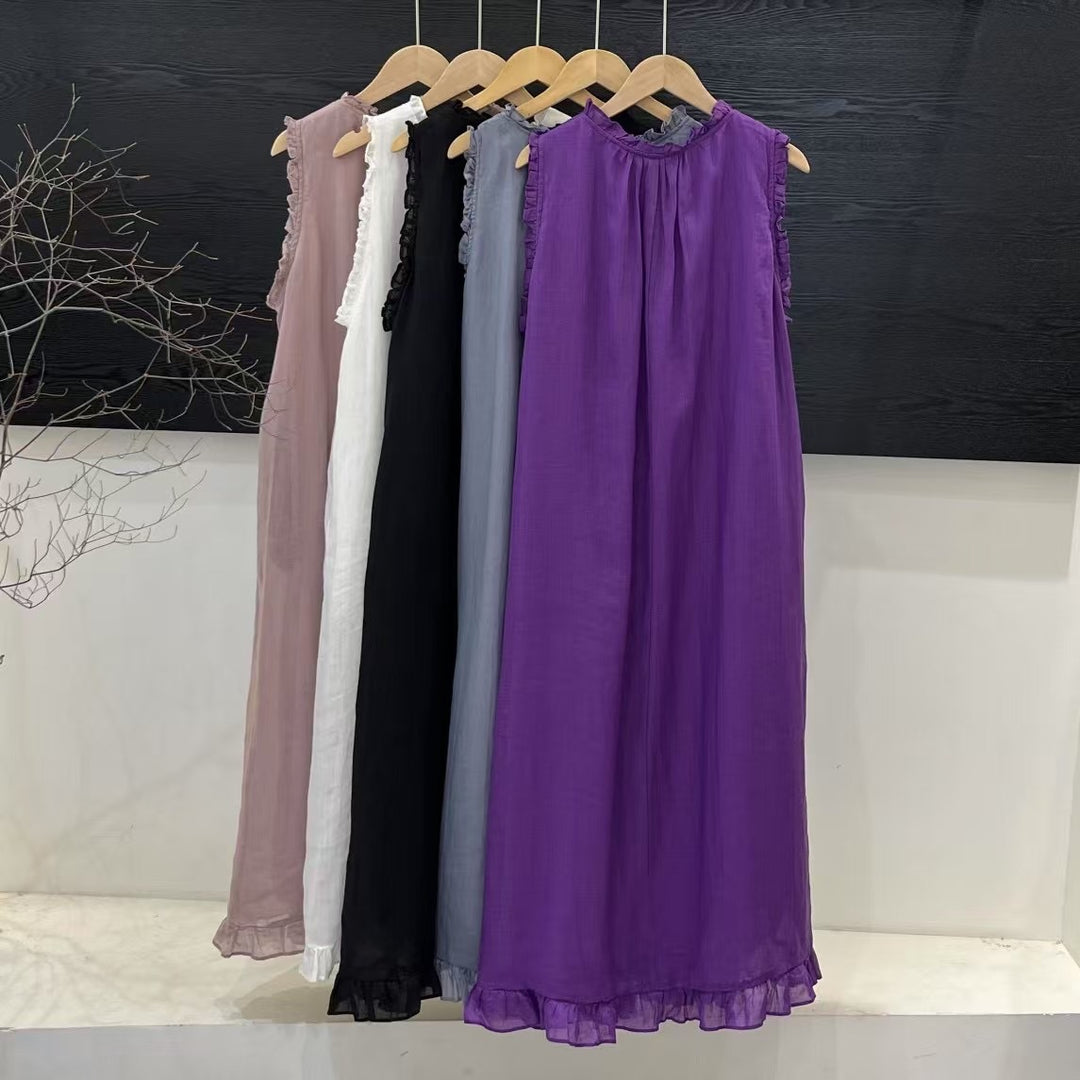 Femme Elegante Rynkende Lange Maxi Kjole Stilla