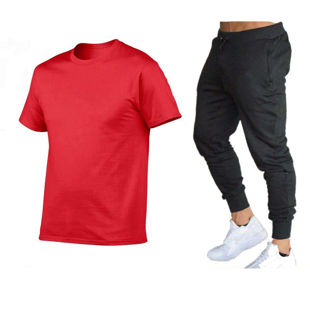 Herre sporty T-shirt og joggingbukser-sæt med funktionelt design Stilla