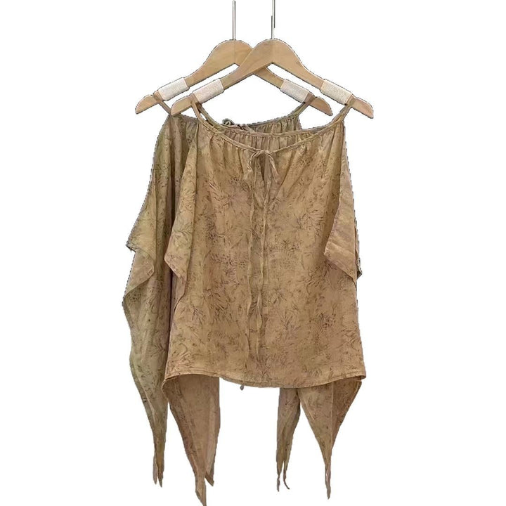 Dame Off-Shoulder Asymmetrisk Overlay Bluse Stilla