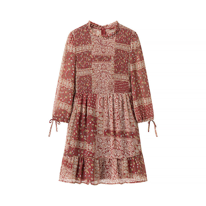 Femme Bohemian Patchwork Skift Kjole Stilla