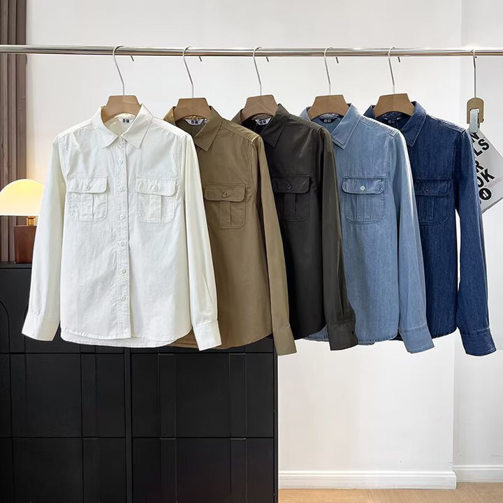 Kvinder casual skjorte bluse med praktiske brystlommer Stilla