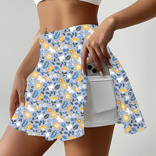 Dame Floral Print Aktiv Nederdel Stilla