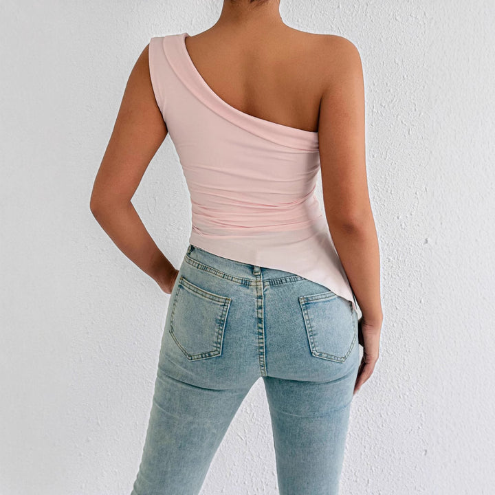 Dame Elegant asymmetrisk top med en skulderdesign Skovae