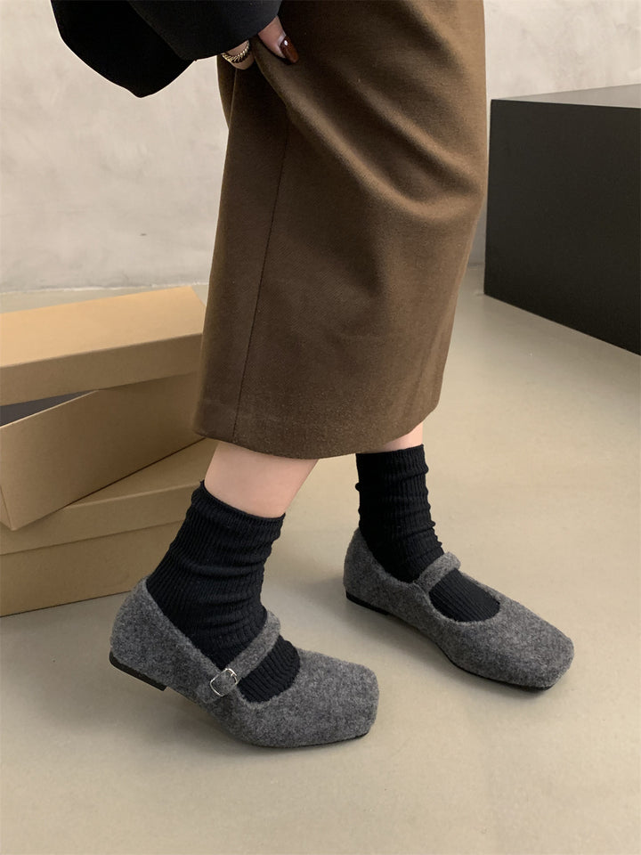 Femme Casual Mary Jane Flats med blødt filtstof Stilla