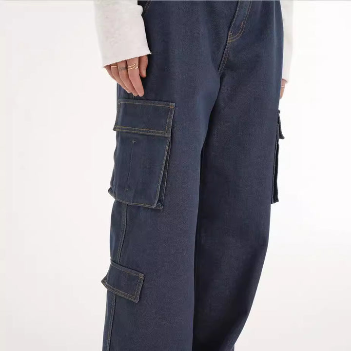 Dame cargo jeans med en løs pasform og praktiske lommer