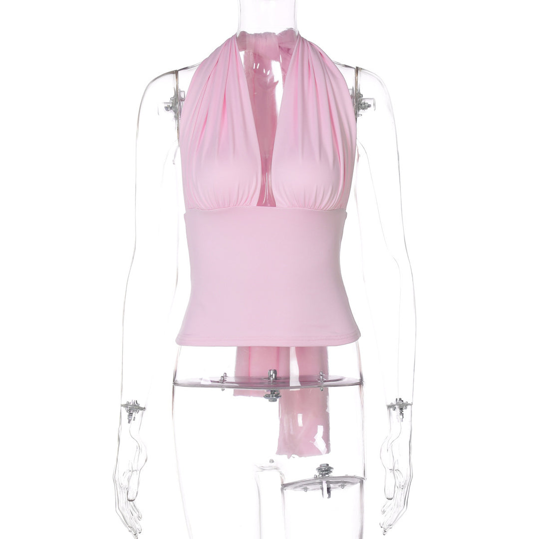 Dame Stylish Haltertop med moderne indpakningsdesign og figurskabende silhuet Stilla