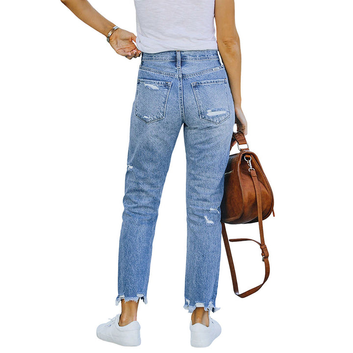 Dame Vintage-stil jeans med høj talje og Destroyed-detaljer Stilla