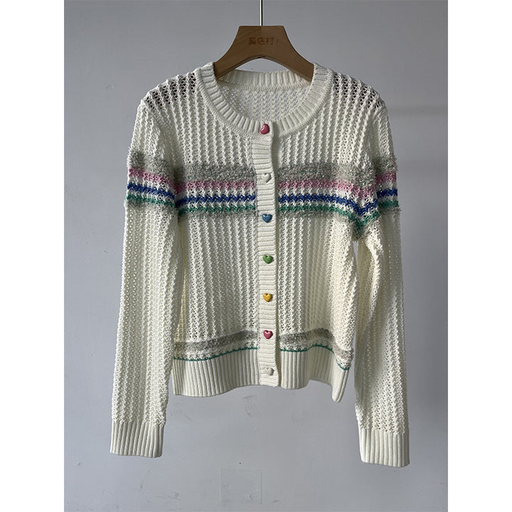 Femme Chunky Cardigan med farverige knapdetaljer Stilla