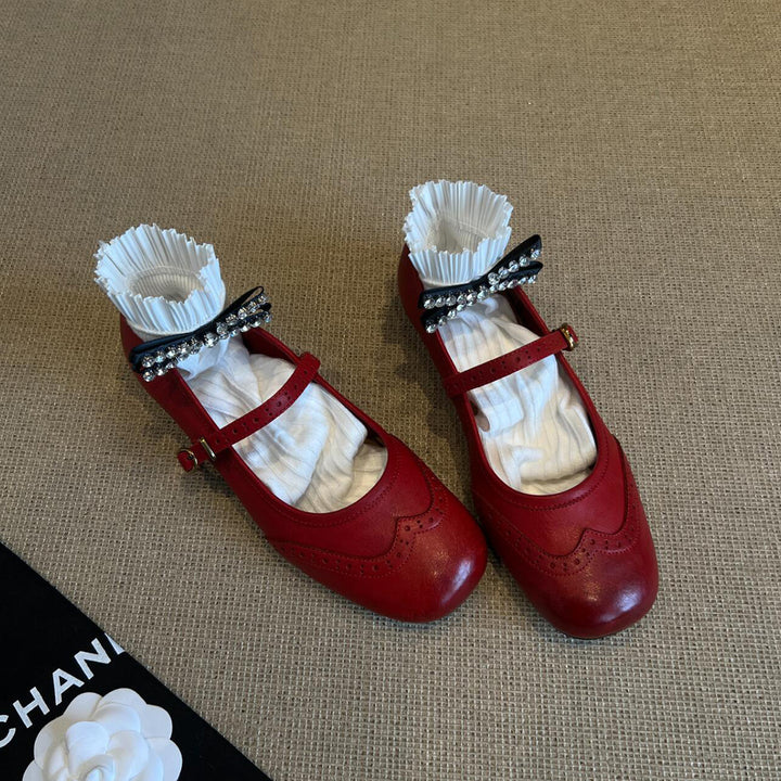 Dame elegante Mary Jane ballerinaer med udsmykket rem detalje Stilla
