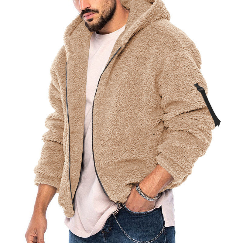 Herrer Teddy-fleece-jakke med hætte Stilla