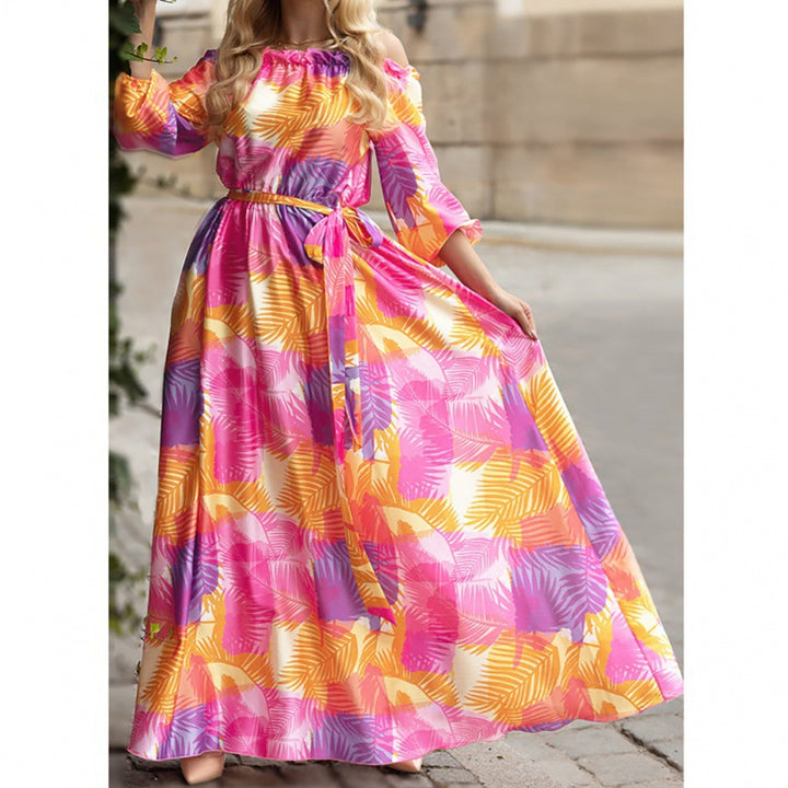 Dame Floral Print Off-Shoulder Maxikjole Stilla