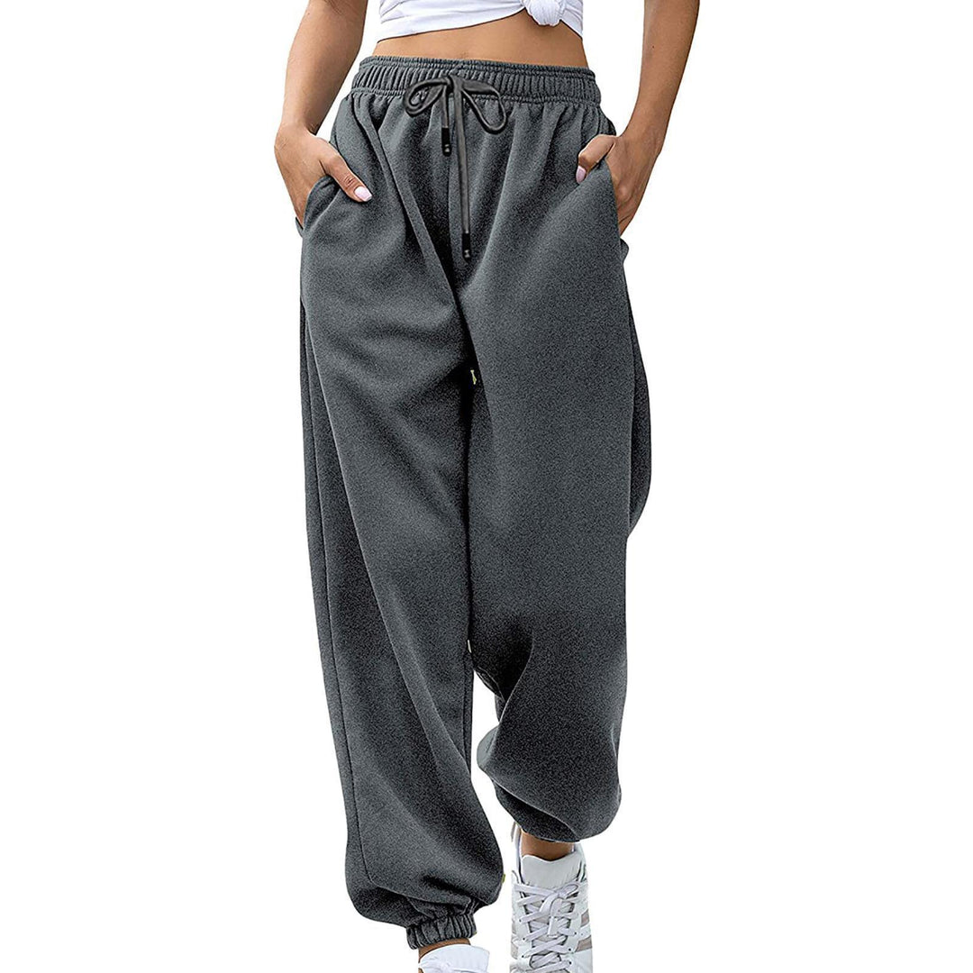 Kvinders casual sweatpants med høj talje og sidelommer med lynlås Skovae