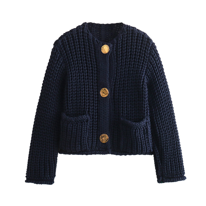 Femme Chunky Strikjakke med frontlommer Stilla