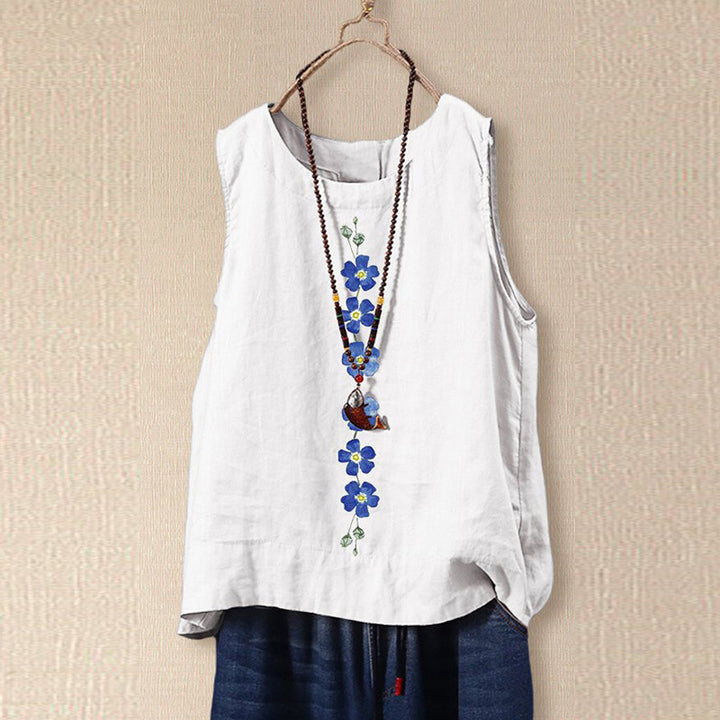 Dame Broderede Blomster Sneløs Bluse Stilla