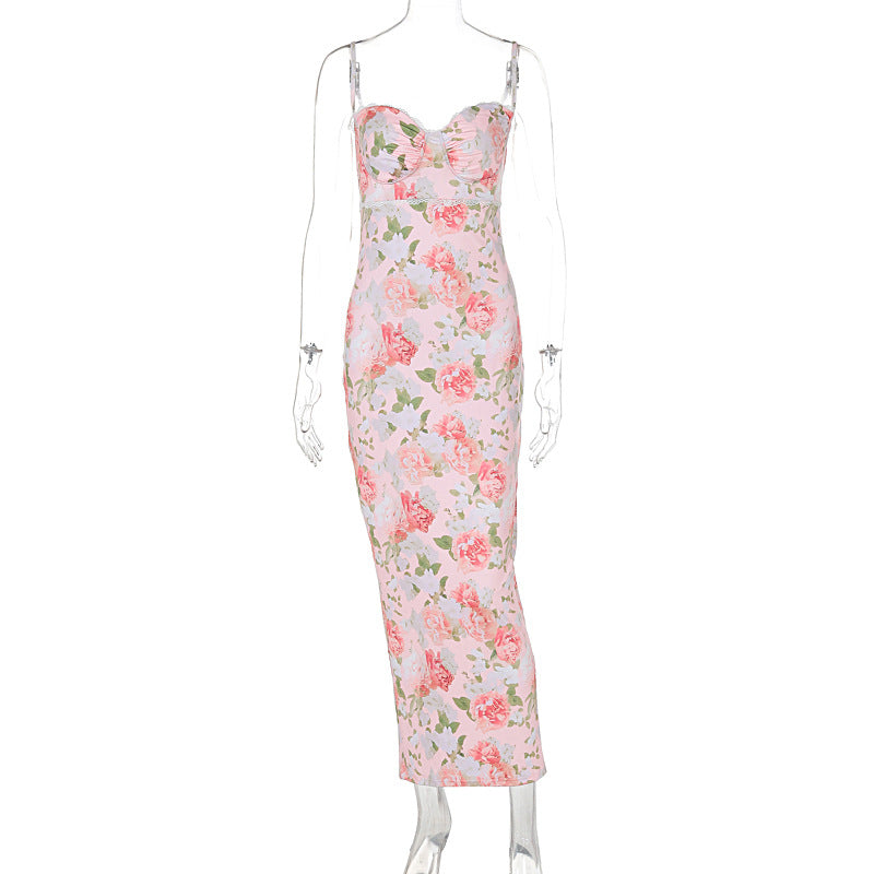 Damer Elegant figursyet Maxikjole med blomsterdesign Skovae