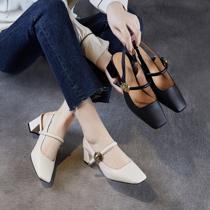 Dame elegante blokhæl Slingback pumps Stilla