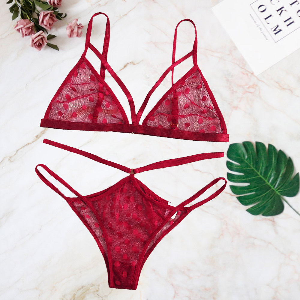 Dame Gennemsigtig Polka Dot Lingerie Sæt Stilla