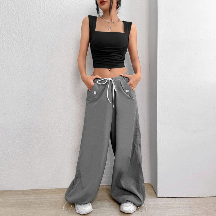 Kvindernes cropped tanktop med sofistikeret samling og firkantet udskæring Stilla