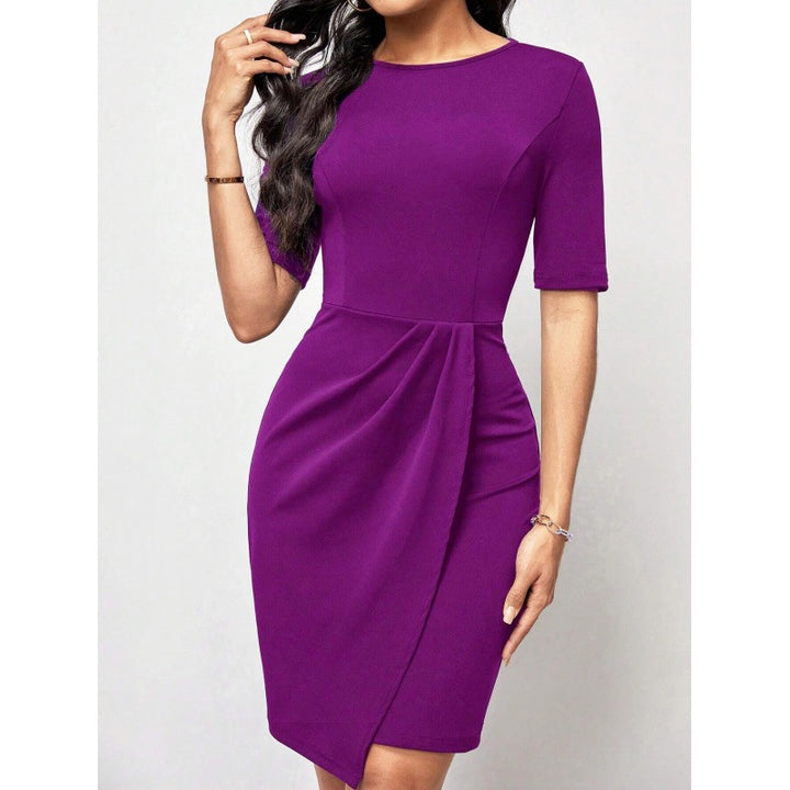 Dame Elegant Draperet Bodycon Kjole Stilla