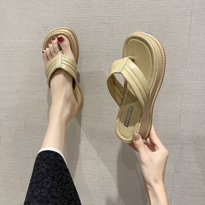 Dame modische Flip-Flops med høj plateau og komfortabelt fodseng Stilla