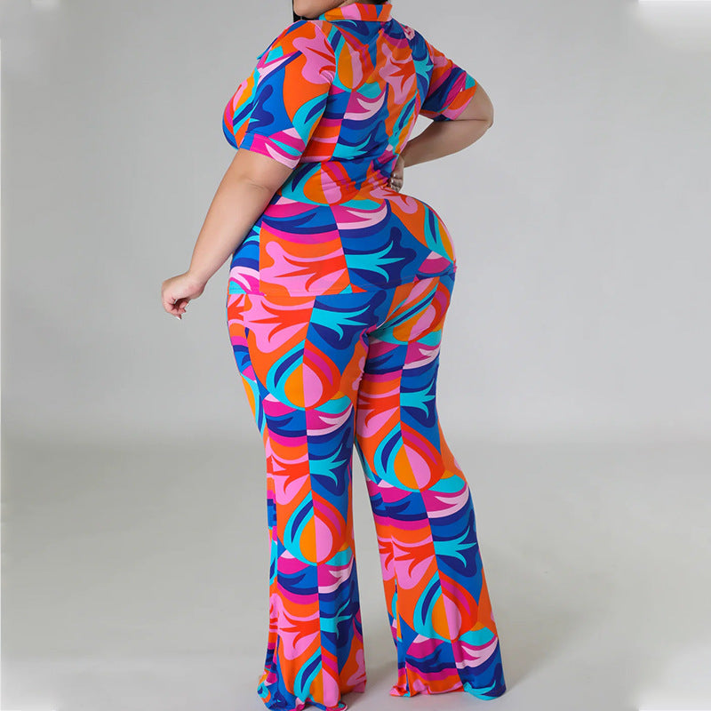 Dame Casual Overall med farverig grafisk print Stilla