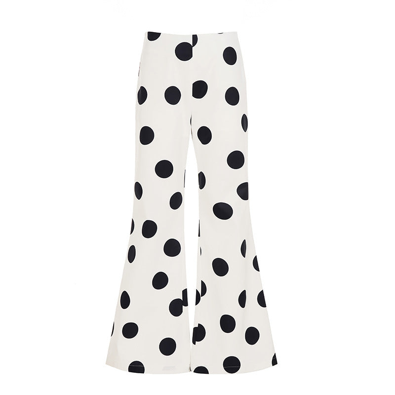 Dame Fashionable flared pants with stylish polka dot design Skovae
