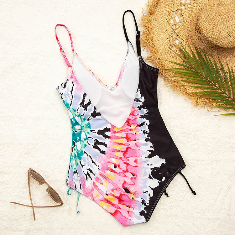 Damer-Tie-Dye-Print-Einteiler-Badeanzug Stilla