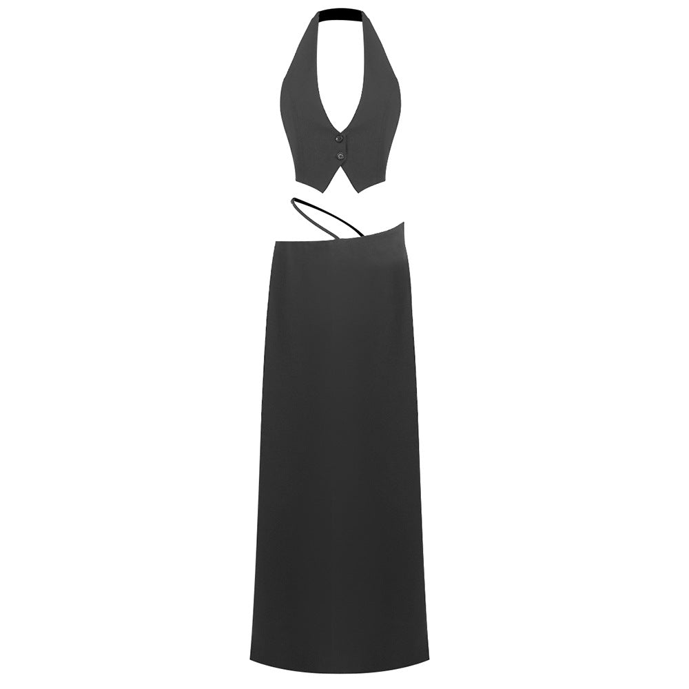 Damer Elegant Crop-Top med Maxiskirt Skovae
