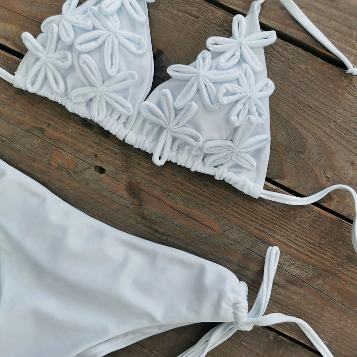 Dame bikini-sæt med sofistikerede blomsterdetaljer og justerbare stropper Stilla