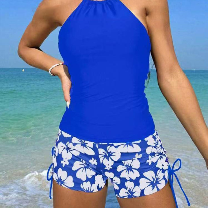 Dame Tankini-top med justerbare stropper og blomster design af shorts Stilla