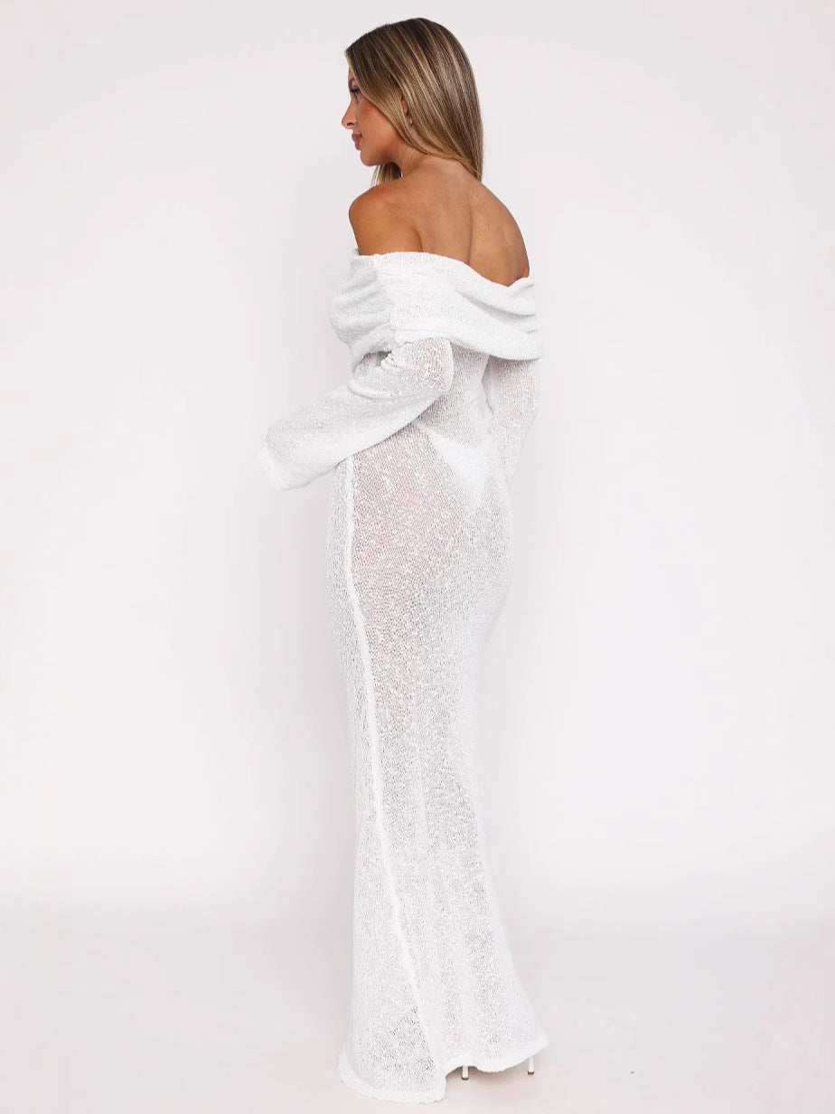 Dame Off-Shoulder Maxikjole med fine glimmeraccenter Stilla