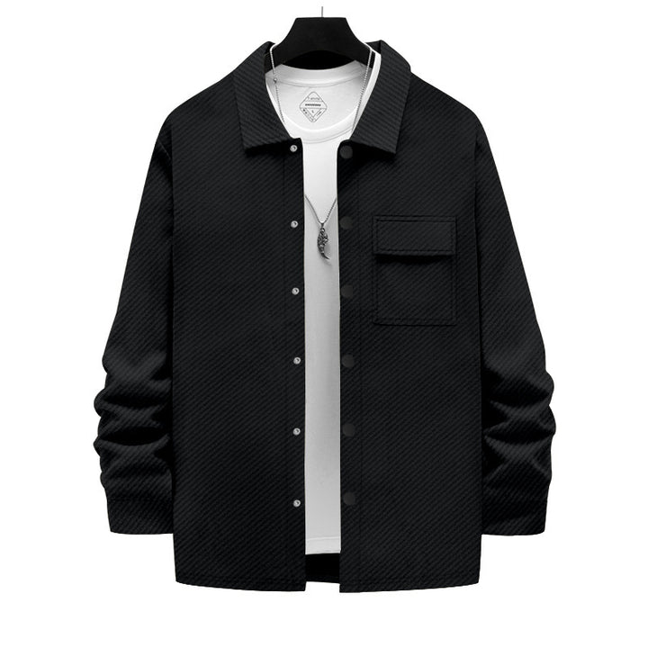 Herrer afslappet button-down skjortejakke med brystlomme og struktureret design Stilla