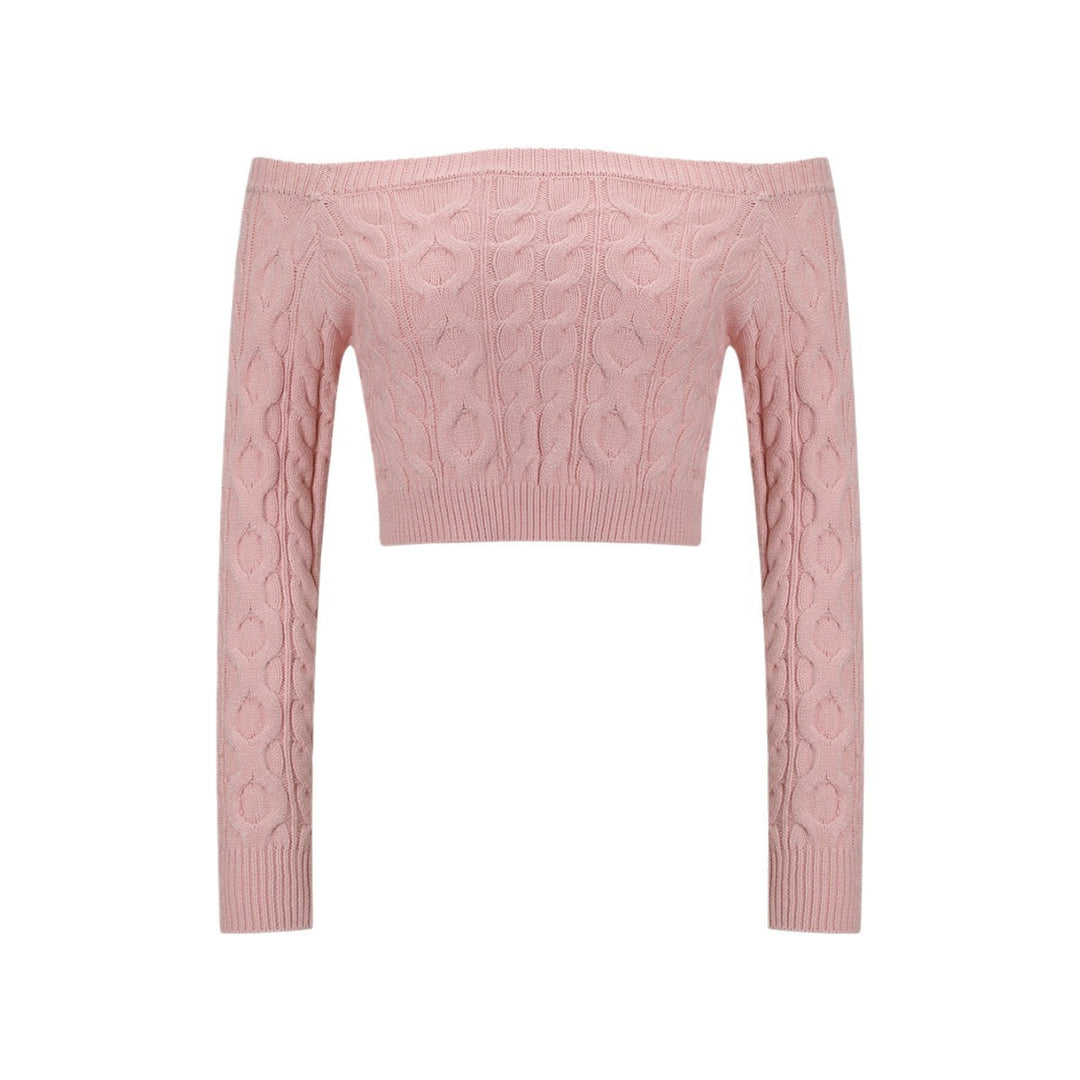 Dame Off-Shoulder Kabelstrik Cropped Pullover Stilla