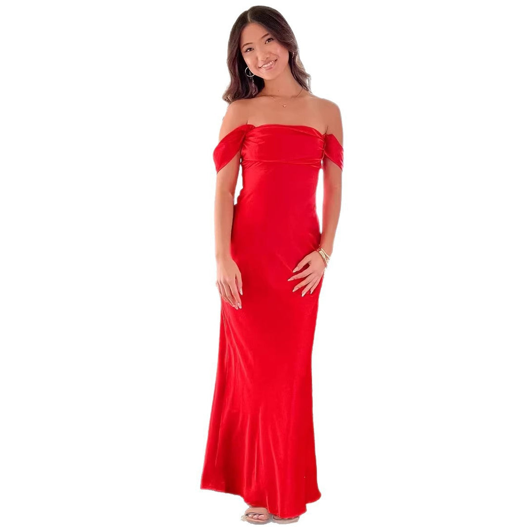 Damer elegant satin aften kjole Skovae