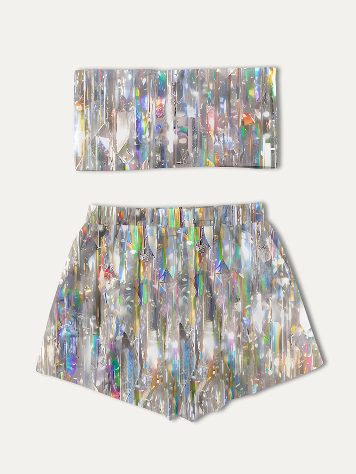 Dame cropped Top og Shorts Sæt Stilla