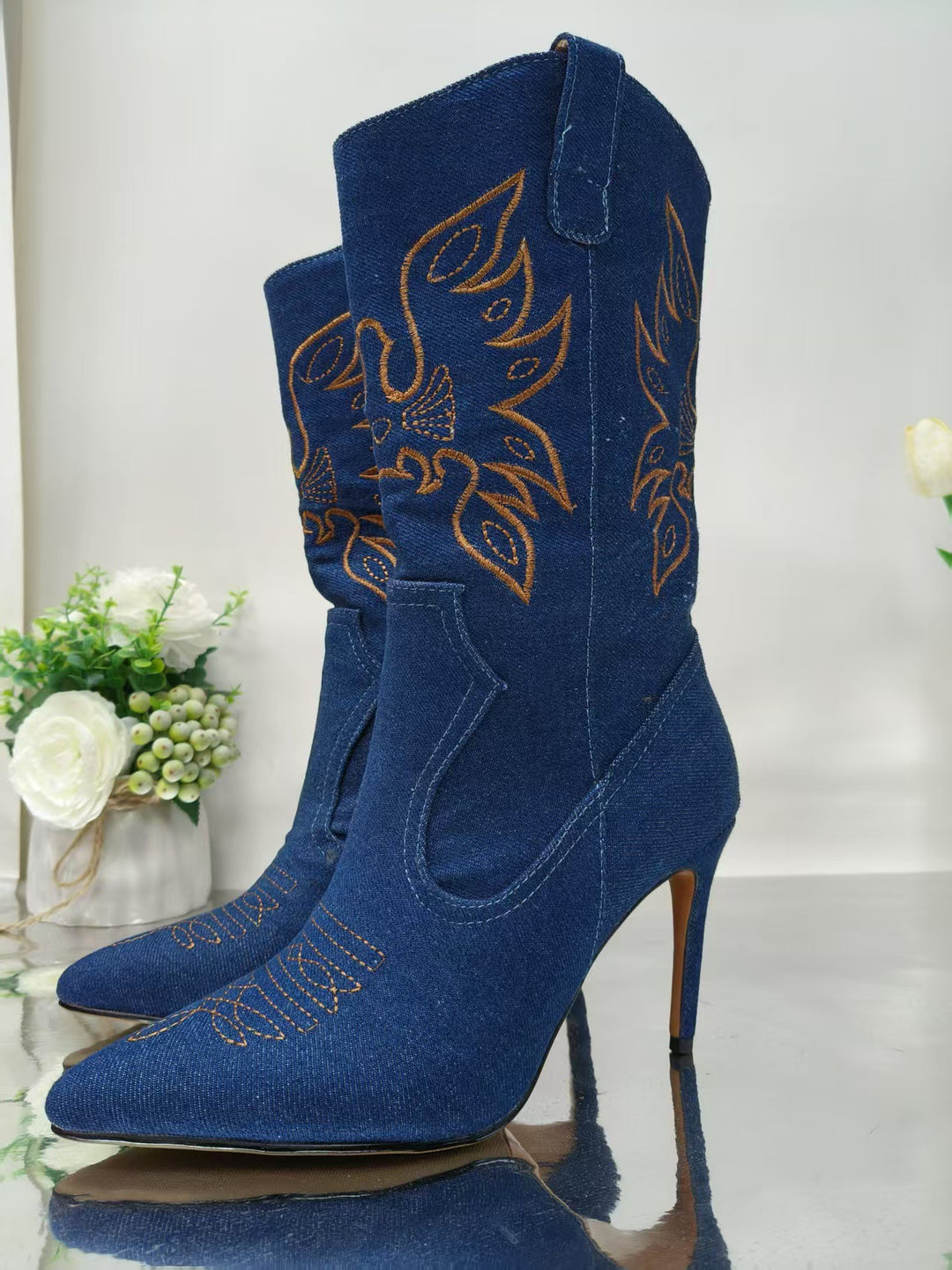 Femme Over-the-Knee Stiletto Cowboy Støvler Stilla