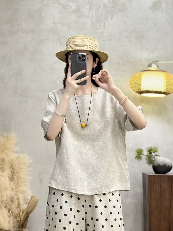 Femme Casual Afslappet Fit Linen Top Stilla