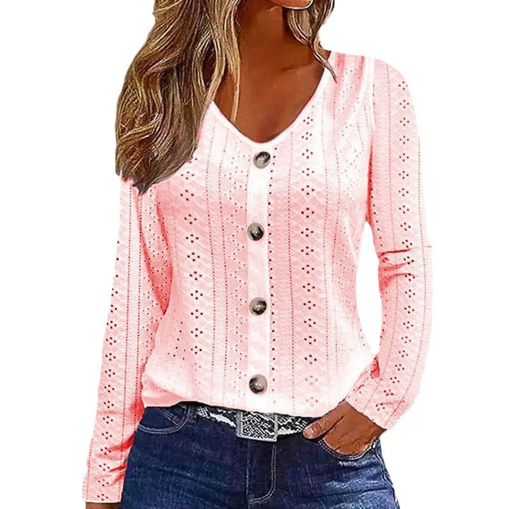 Dame elegant langærmet bluse med knapdetaljer Stilla