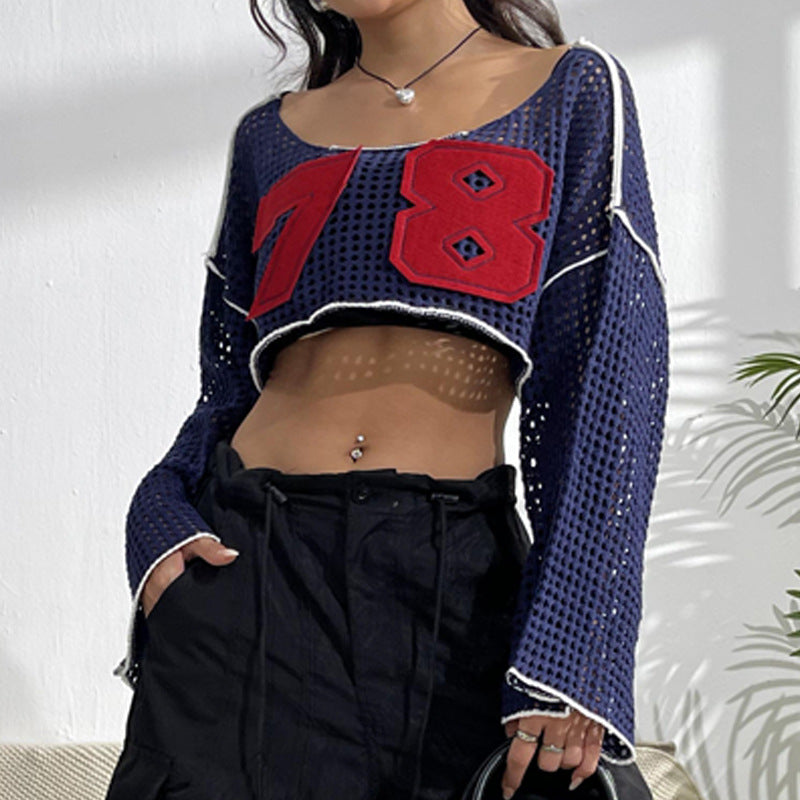 Dame cropped nettop med stilige talapplikationer Stilla