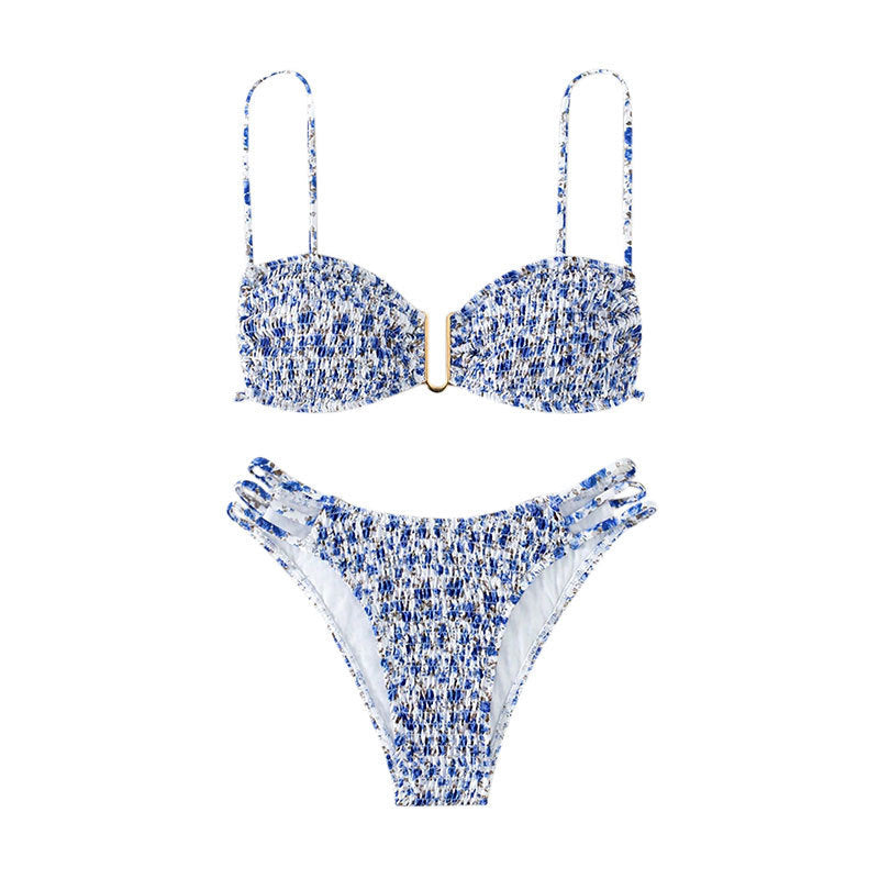 Dame triangel-bikini med støttefunktion og dekorativt guldsmykke Skovae