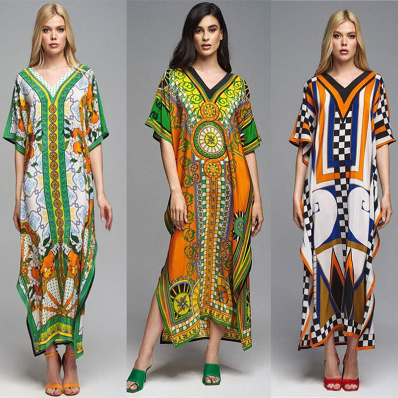 Dame Gulvlængde Kaftan med kunstnerisk Barokdesign Stilla